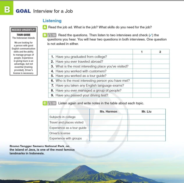 B GOAL: Interview for a Job