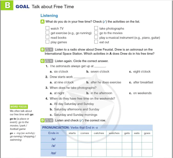 B GOAL: Talk about Free Time