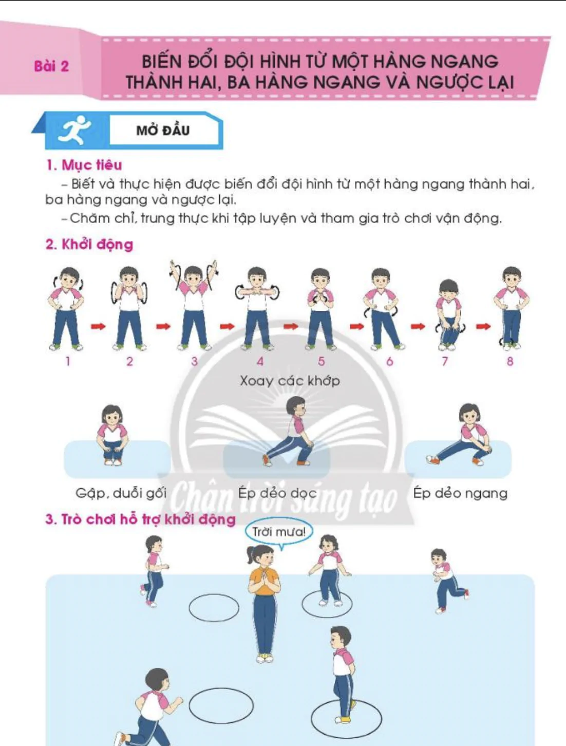 Bài 2: Biến đổi đội hình từ một hàng ngang thành hai, ba hàng ngang và ngược lại