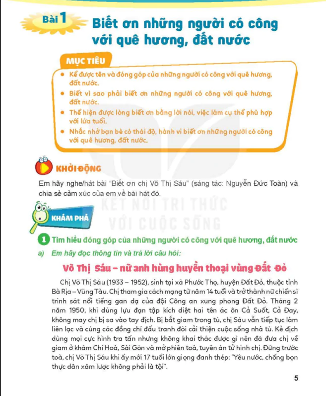 Bài 1: Biết Ơn Những Người Có Công Với Quê Hương, Đất Nước