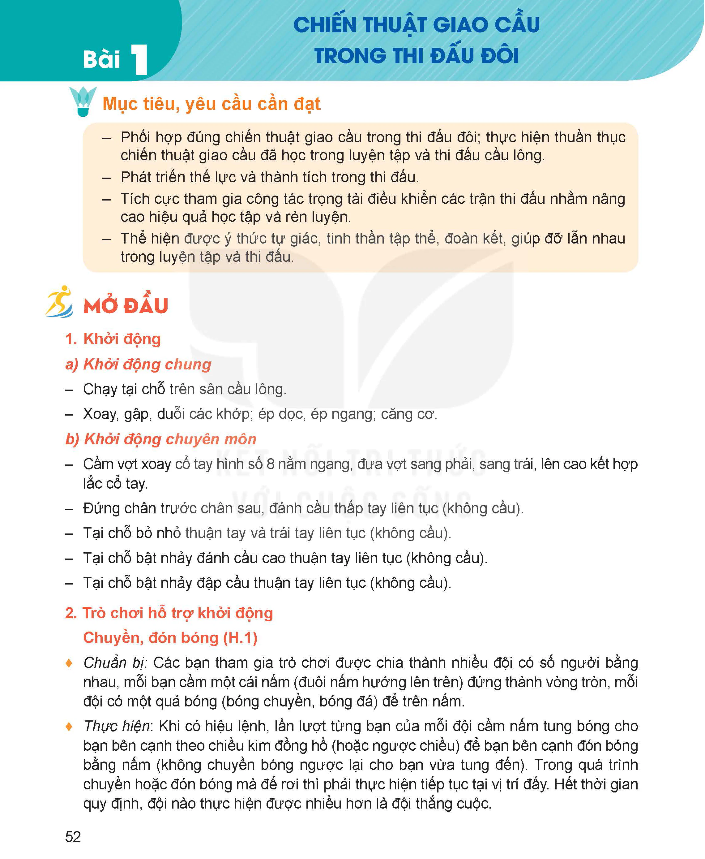 Bài 1. Chiến thuật giao cầu trong thi đấu đôi
