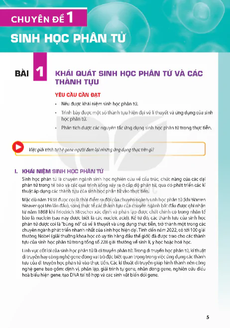 Bài 1: Khái Quát Sinh Học Phân Tử Và Các Thành Tựu