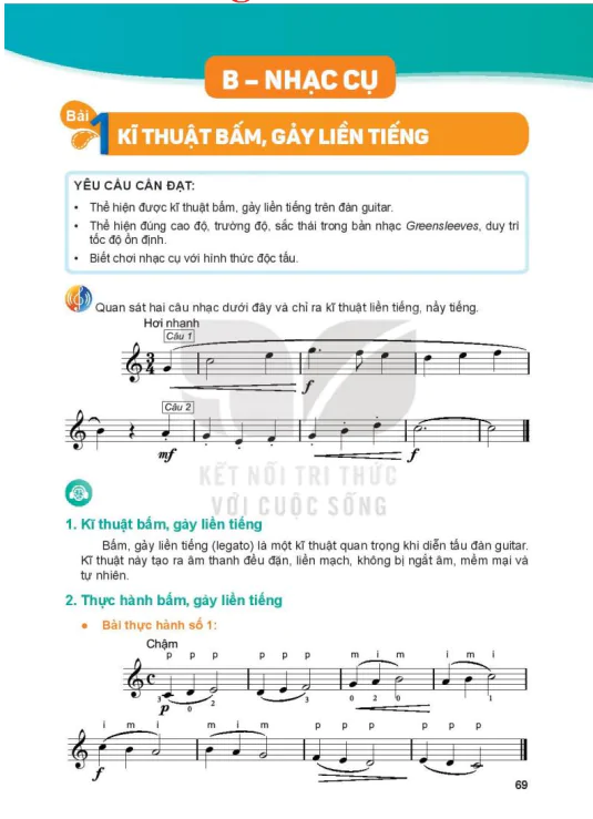 Bài 1: Kĩ thuật bấm, gảy liền tiếng