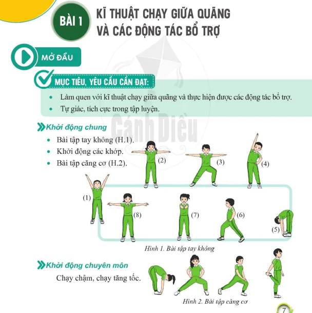 BÀI 1: KĨ THUẬT CHẠY GIỮA QUÃNG VÀ CÁC ĐỘNG TÁC BỔ TRỢ