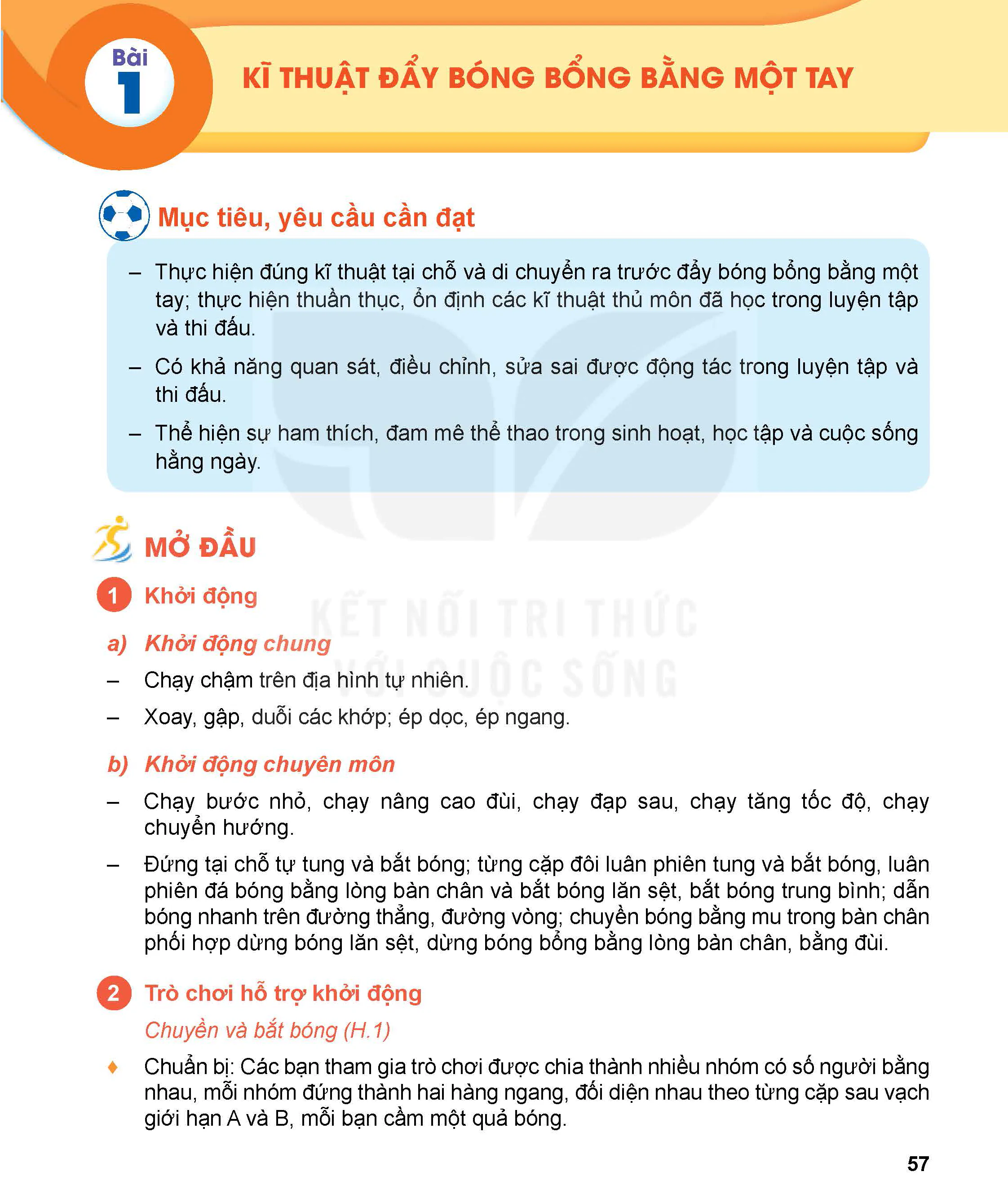 Bài 1: Kĩ thuật đẩy bóng bổng bằng một tay