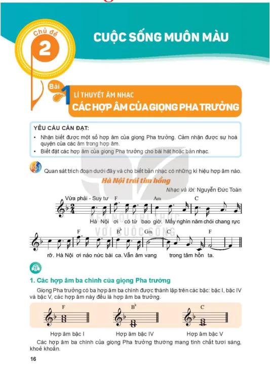 Bài 1: Lí thuyết âm nhạc - Các hợp âm của giọng pha trưởng