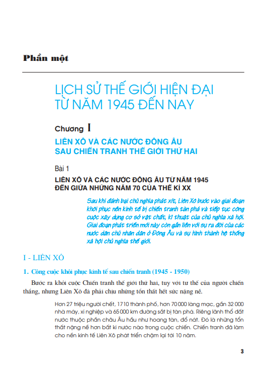 Bài 1: Liên Xô và các nước Đông Âu từ năm 1945 đến giữa những năm 70 của thế kỉ XX