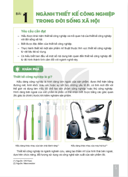 Bài 1: Ngành thiết kế công nghiệp trong đời sống xã hội