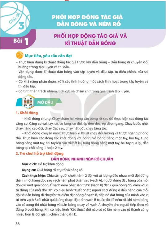 Bài 1: Phối hợp động tác giả và kĩ thuật dẫn bóng