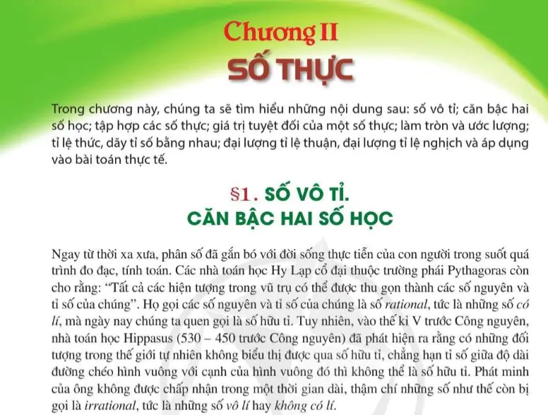 Bài 1: Số vô tỉ. Căn bậc hai số học