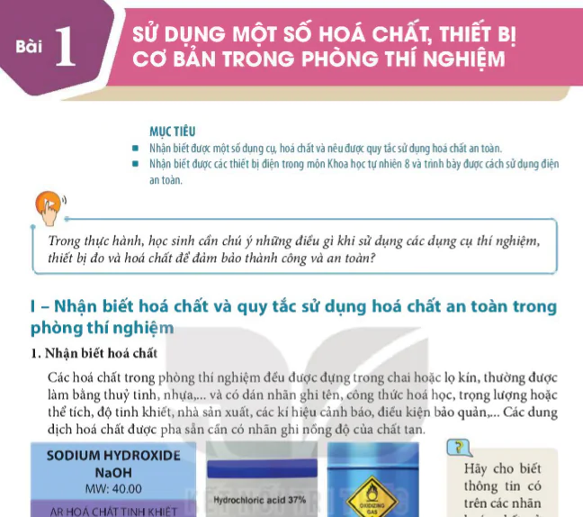 Bài 1: Sử dụng một số hóa chất, thiết bị cơ bản trong phòng thí nghiệm