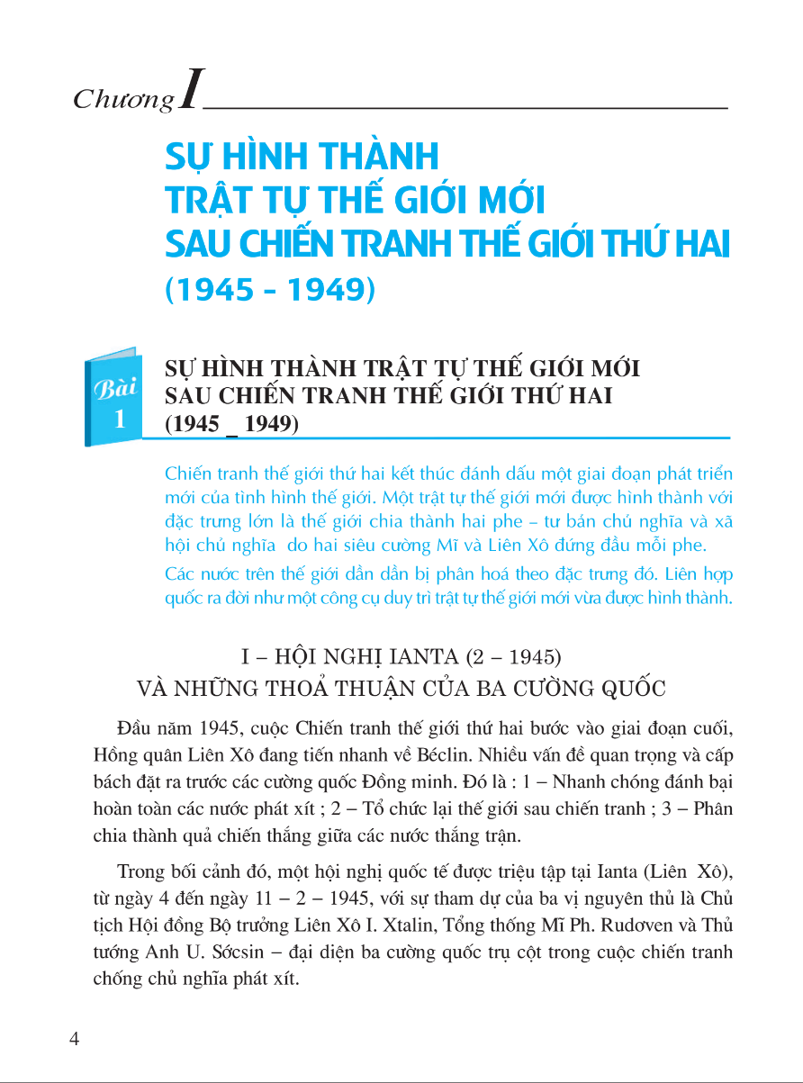 Bài 1: Sự Hình Thành Trật Tự Thế Giới Mới Sau Chiến Tranh Thế Giới Thứ Hai (1945 - 1949)