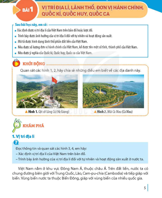 Bài 1: Vị Trí Địa Lí, Lãnh Thổ, Đơn Vị Hành Chính, Quốc Kì, Quốc Huy, Quốc Ca