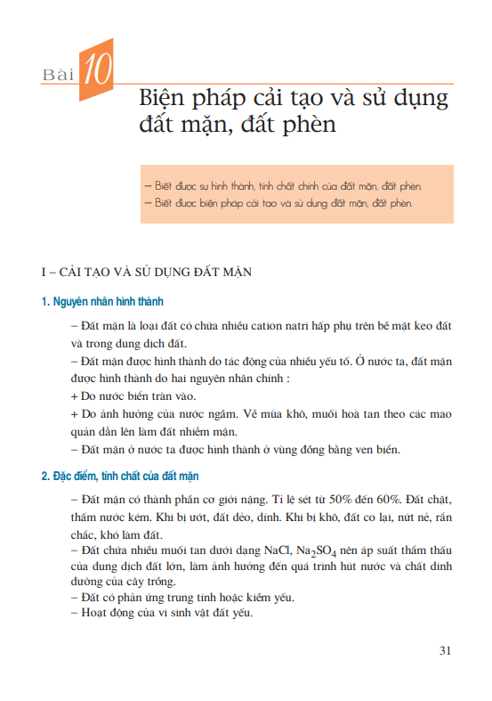 Bài 10: Biện pháp cải tạo và sử dụng đất mặn, đất phèn