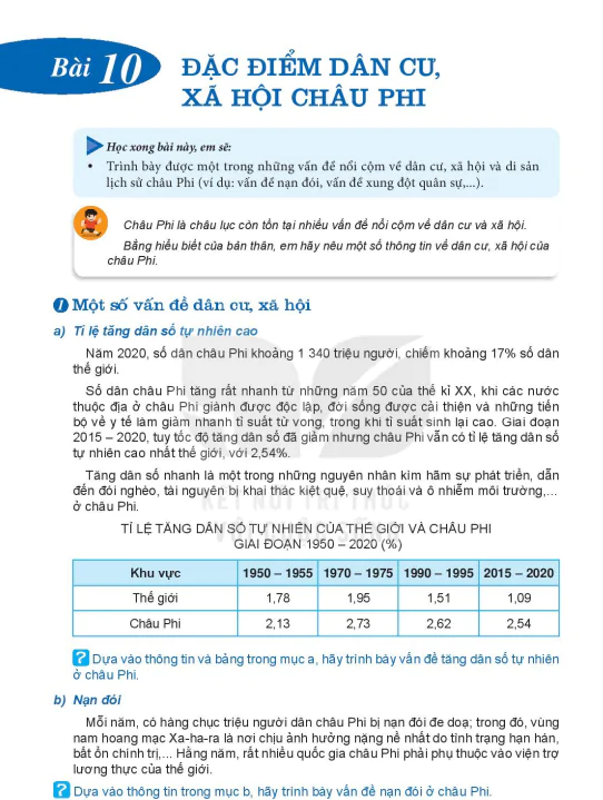 Bài 10: ĐẶC ĐIỂM DÂN CU, XÃ HỘI CHÂU PHI