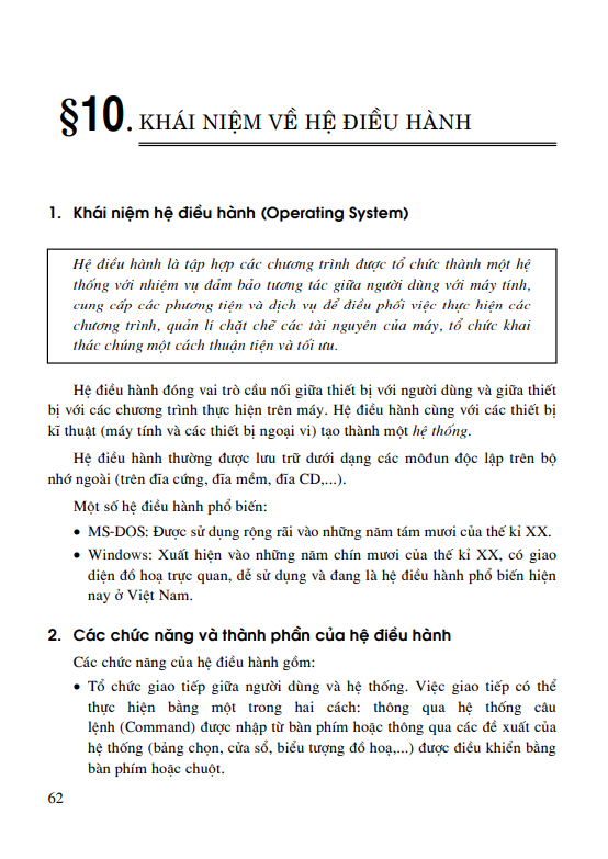 Bài 10: Khái niệm hệ điều hành
