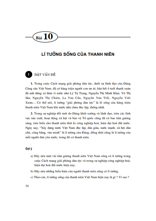 Bài 10: Lí tưởng sống của Thanh Niên