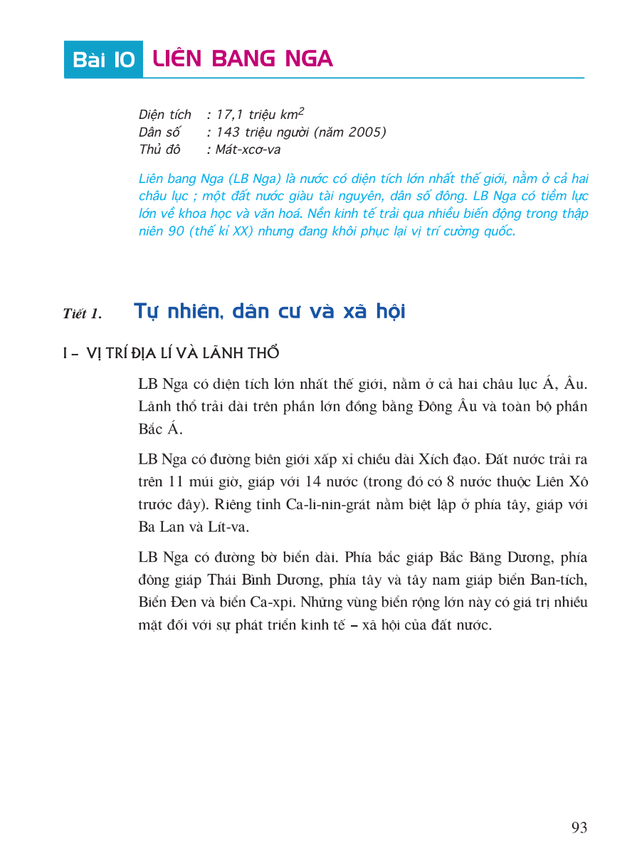Bài 10: Liên Bang Nga