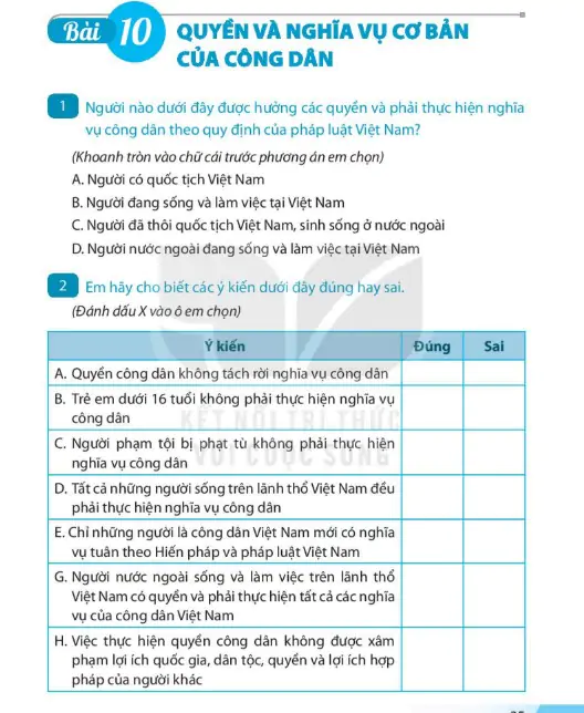 Bài 10: Quyền Và Nghĩa Vụ Cơ Bản Của Công Dân