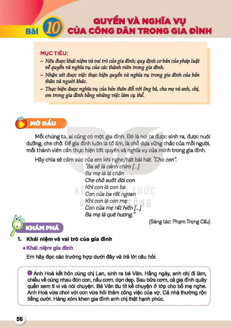 Bài 10: Quyền và nghĩa vụ của công dân trong gia đình