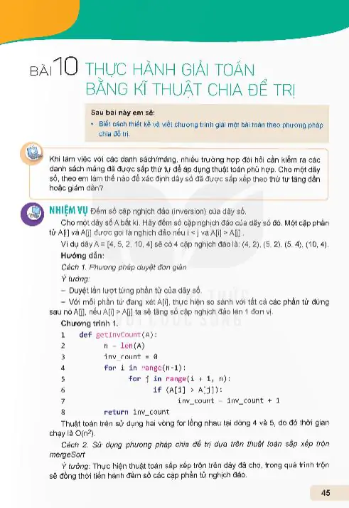 Bài 10: Thực Hành Giải Toán Bằng Kĩ Thuật Chia Để Trị