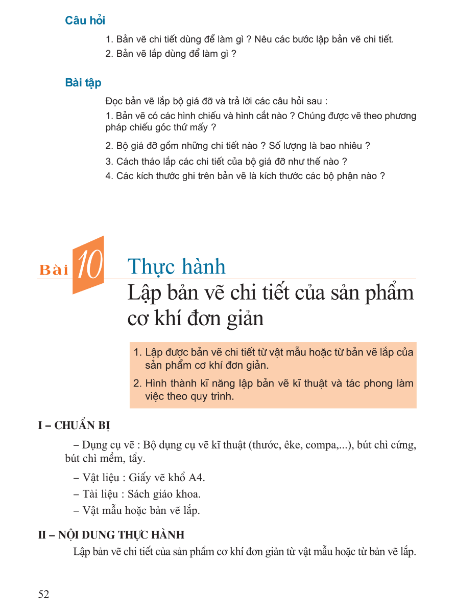 Bài 10: Thực Hành: Lập Bản Vẽ Chi Tiết Của Sản Phẩm Cơ Khí Đơn Giản