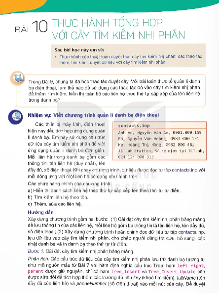 Bài 10: Thực Hành Tổng Hợp Với Cây Tìm Kiếm Nhị Phân