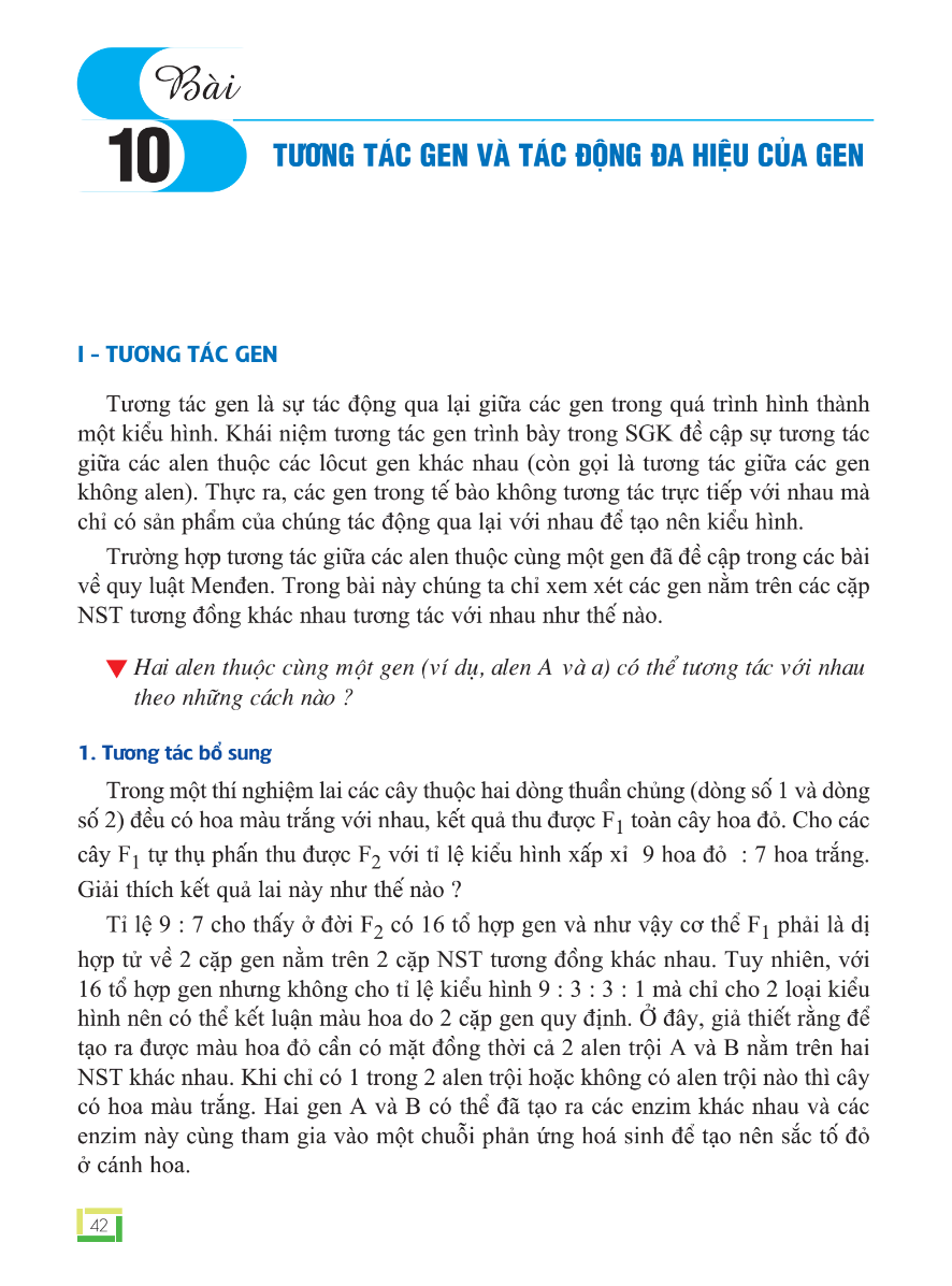 Bài 10: Tương Tác Gen Và Tác Động Đa Hiệu Của Gen