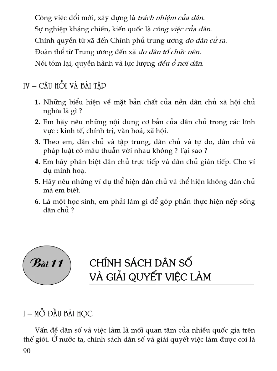 Bài 11: Chính Sách Dân Số Và Giải Quyết Việc Làm