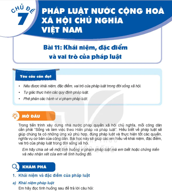 Bài 11: Khái niệm, đặc điểm và vai trò của pháp luật