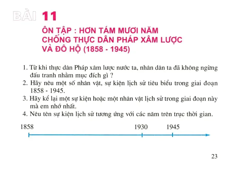 Bài 11: Ôn tập: Hơn tám mươi năm chống thực dân Pháp xâm lược và đô hộ (1858 – 1945)