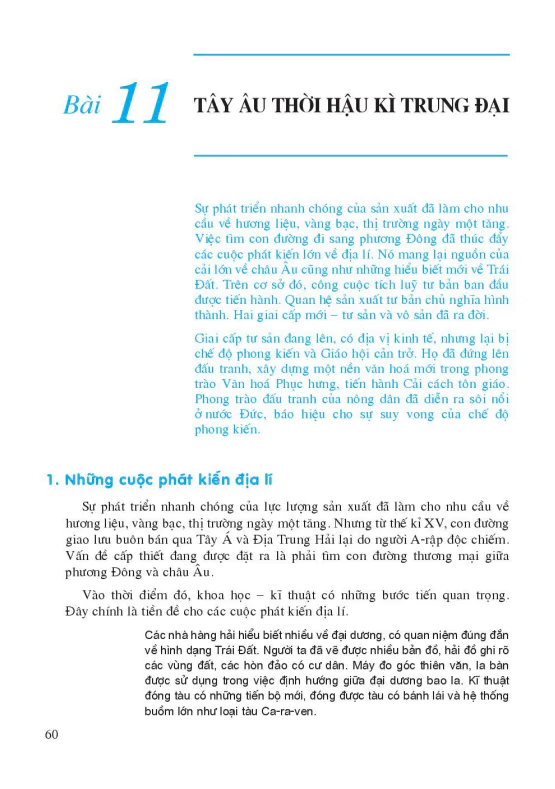 Bài 11: Tây Âu thời kì hậu trung đại 
