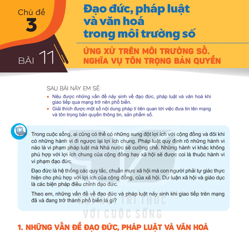 Bài 11: Ứng Xử Trên Môi Trường Số. Nghĩa Vụ Tôn Trọng Bản Quyền