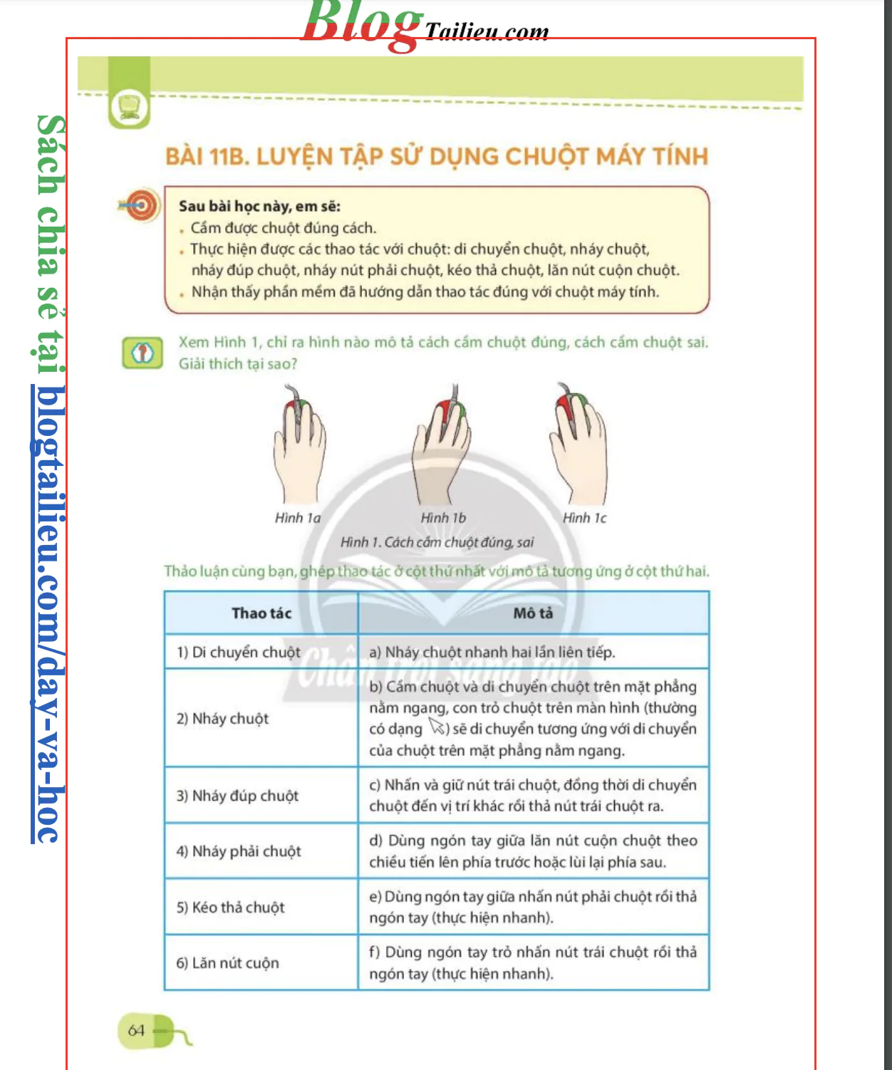 Bài 11B: Luyện tập sử dụng chuột máy tính