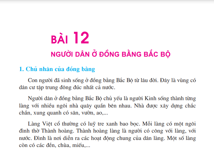 Bài 12: Người dân ở đồng bằng Bắc Bộ
