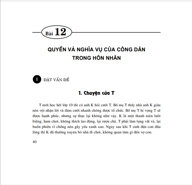 Bài 12: Quyền và nghĩa vụ của công dân trong hôn nhân