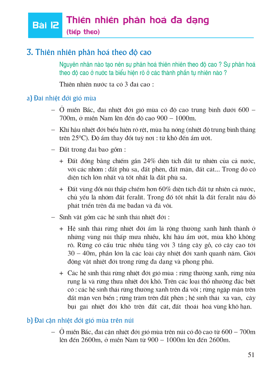 Bài 12: Thiên Nhiên Phân Hóa Đa Dạng (tiếp theo)
