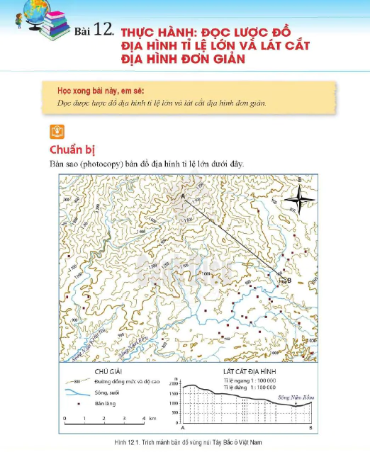 Bài 12. Thực hành: Đọc lược đồ địa hình tỉ lệ lớn và lát cắt địa hình đơn giản