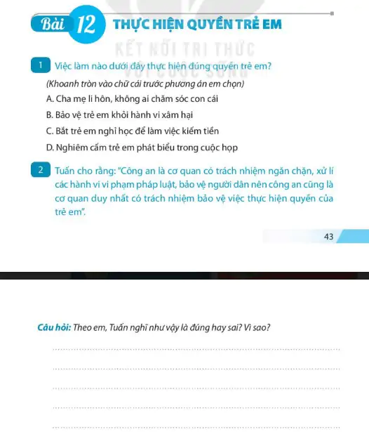 Bài 12: Thực Hiện Quyền Trẻ Em