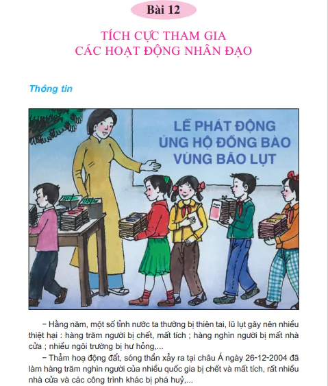 Bài 12: Tích cự tham gia các hoạt động nhân đạo