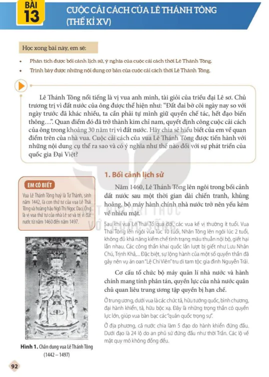 BÀI 13: CUỘC CẢI CÁCH CỦA LÊ THÁNH TÔNG (THẾ KỈ XV)