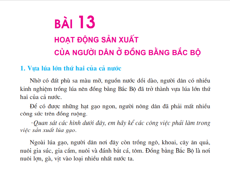 Bài 13: Hoạt động sản xuất của người dân ở đồng bằng Bắc Bộ