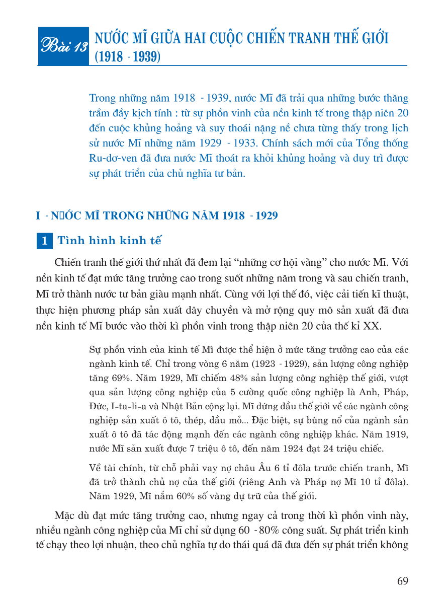 Bài 13: Nước Mĩ Giữa Hai Cuộc Chiến Tranh Thế Giới (1918 - 1939)