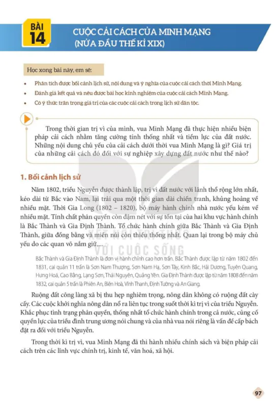 BÀI 14: CUỘC CẢI CÁCH CỦA MINH MẠNG (NỬA ĐẦU THẾ KỈ XIX)