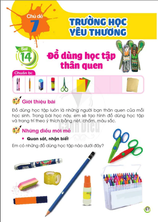 BÀI 14: ĐỒ DÙNG HỌC TẬP THÂN QUEN