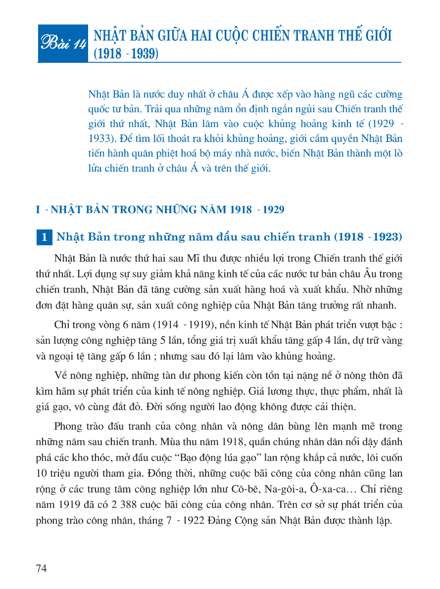 Bài 14: Nhật Bản Giữa Hai Cuộc Chiến Tranh Thế Giới (1918 - 1939)