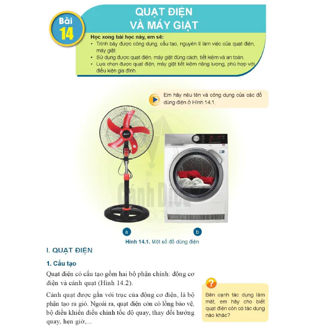 Bài 14. Quạt điện và máy giặt