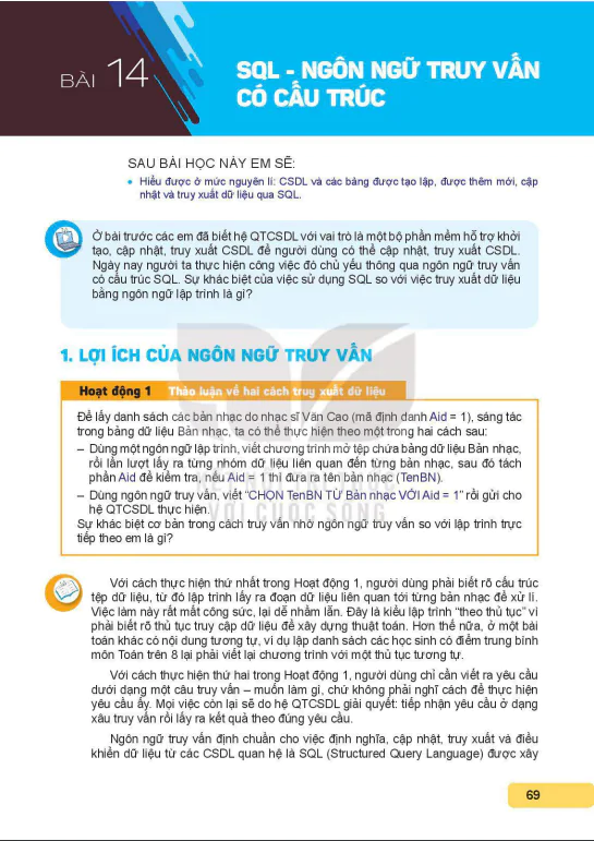 Bài 14: SQL - Ngôn ngữ truy vấn có cấu trúc
