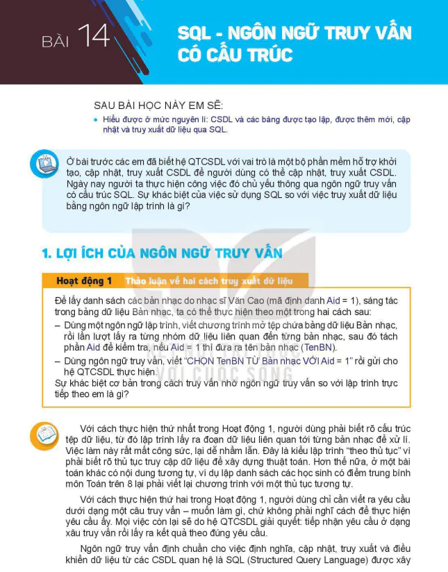 Bài 14: SQL - Ngôn ngữ truy vấn có cấu trúc