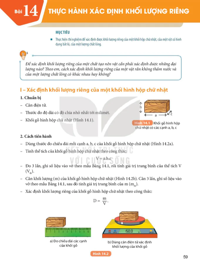 Bài 14 :  Thực hành xác định khối lượng riêng